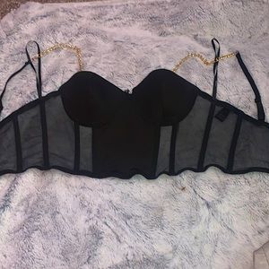 S/P black corset with gold chained straps